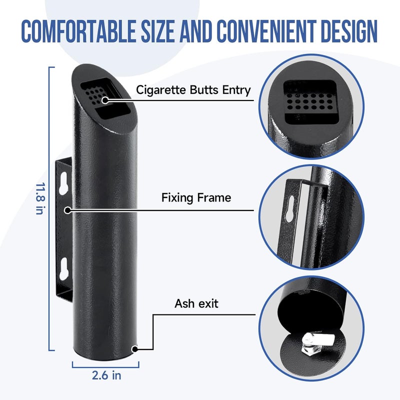 Dashu Wall Mounted Outdoor Cigarette Butt Receptacle.Cigarette Disposal Container,Cigarette Butt Can for Outside,Smokeless Ashtray Keep Your Patio Space Clean - Image 2
